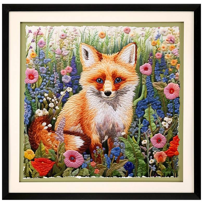 Image 1 Patchwork Fox 30"W x 30"H Framed Art