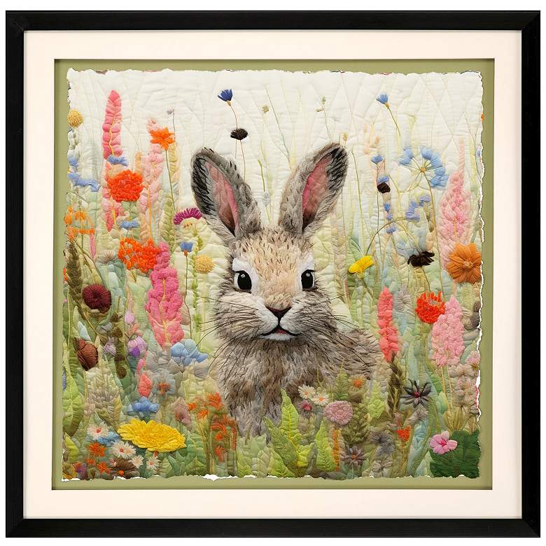 Image 1 Patchwork Rabbit 30"W x 30"H Framed Art