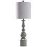 Pateley Spindle Table Lamp - Distressed Blue Gray - Clear &amp; Oatmeal Sha