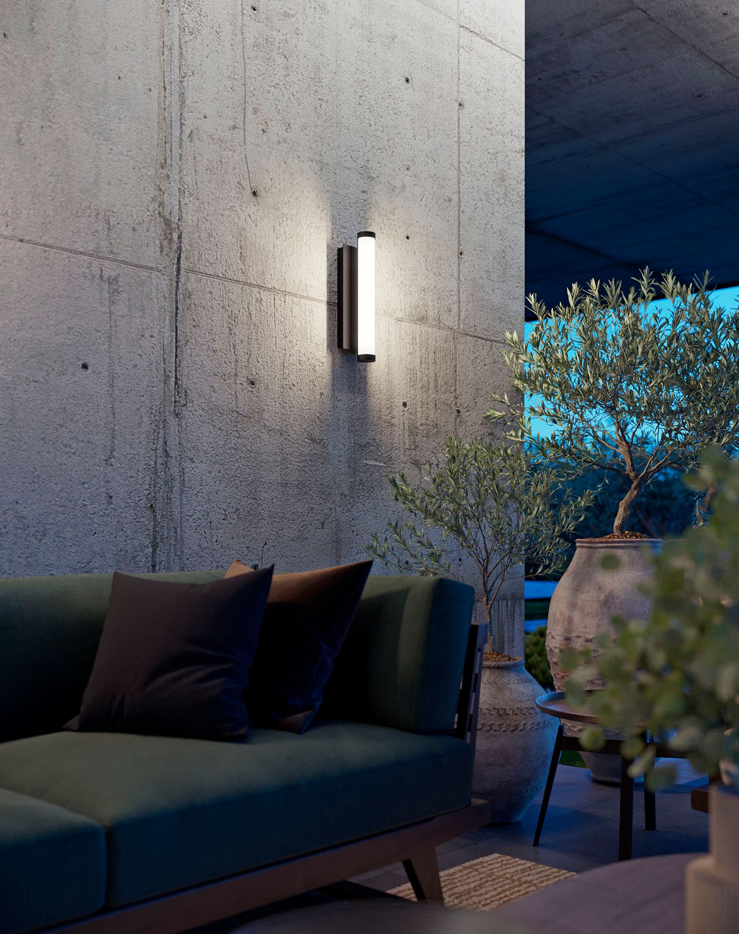 Image 3 Path 18" High Black LED Outdoor Sconce with Frosted White Acrylic Shade more views