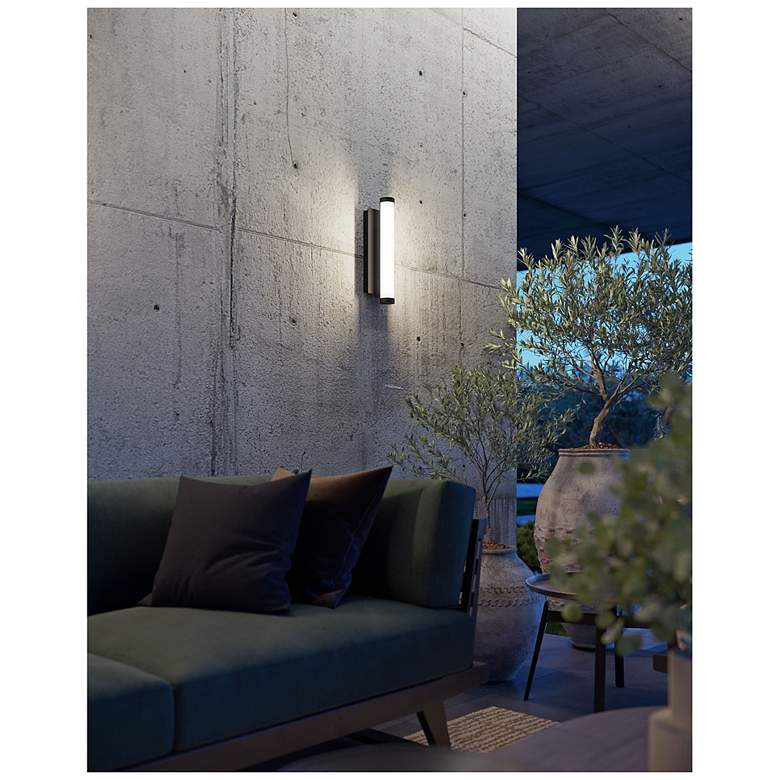 Image 2 Path 18" High Black LED Outdoor Sconce with Frosted White Acrylic Shade more views