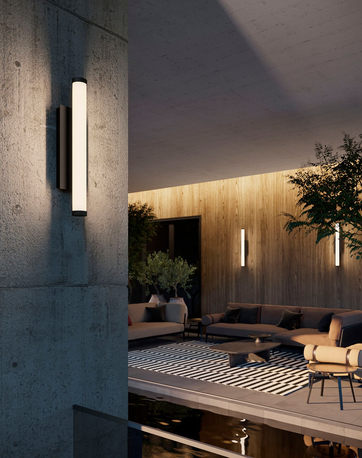 Image 3 Path 24" High Black LED Outdoor Sconce with Frosted White Acrylic Shade more views