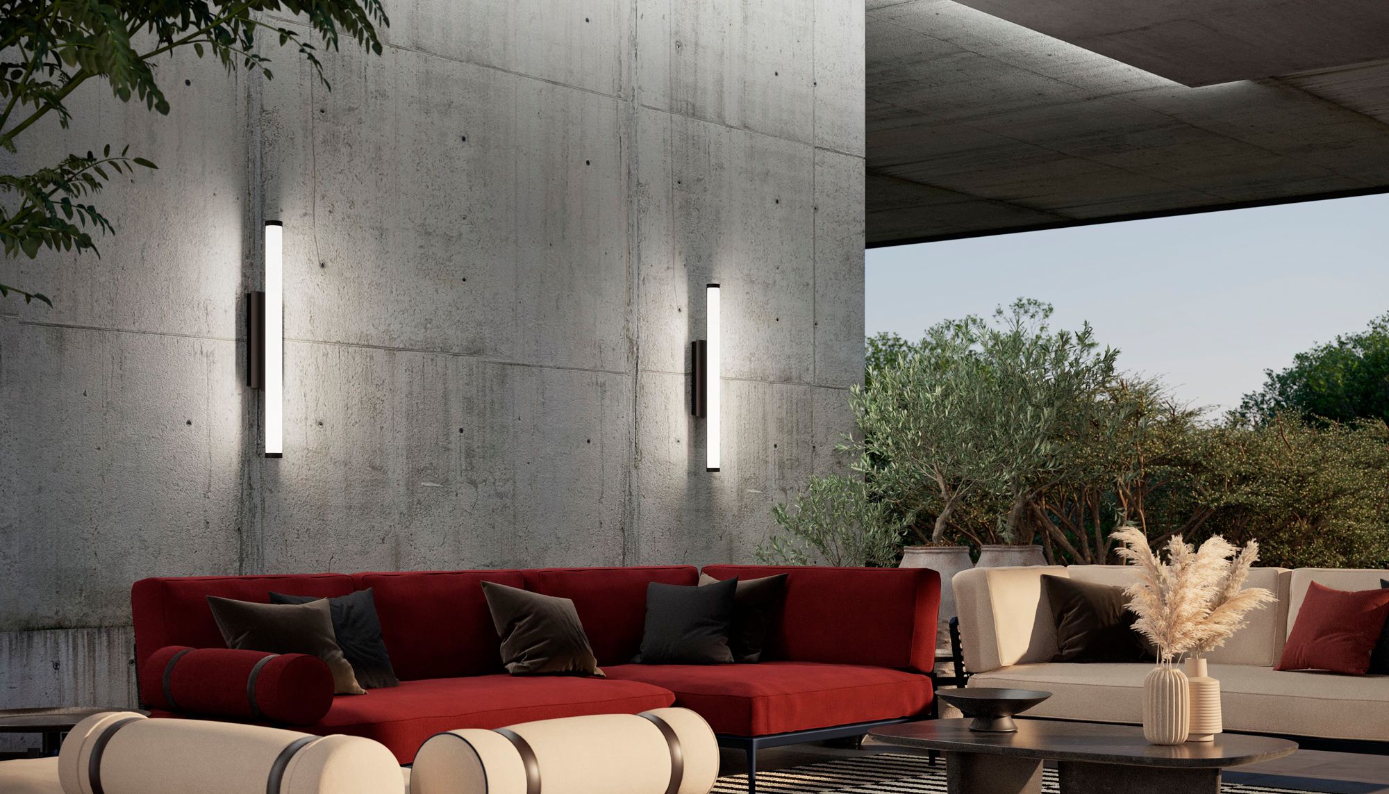 Image 3 Path 36" High Black LED Outdoor Sconce with Frosted White Acrylic Shade more views