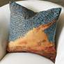 Patina Blue and Orange 20" Square Decorative Throw Pillow