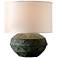 Patina Verde Ceramic Accent Table Lamp with Off-White Shade