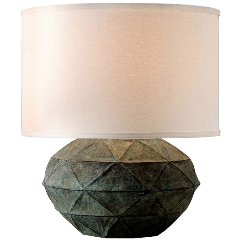 Image 1 Patina Verde Ceramic Accent Table Lamp with Off-White Shade