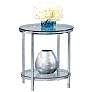 Patinoire 22" Wide Polished Chrome and Glass Round End Table