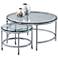 Patinoire 34" Wide Chrome and Glass Nesting Cocktail Tables