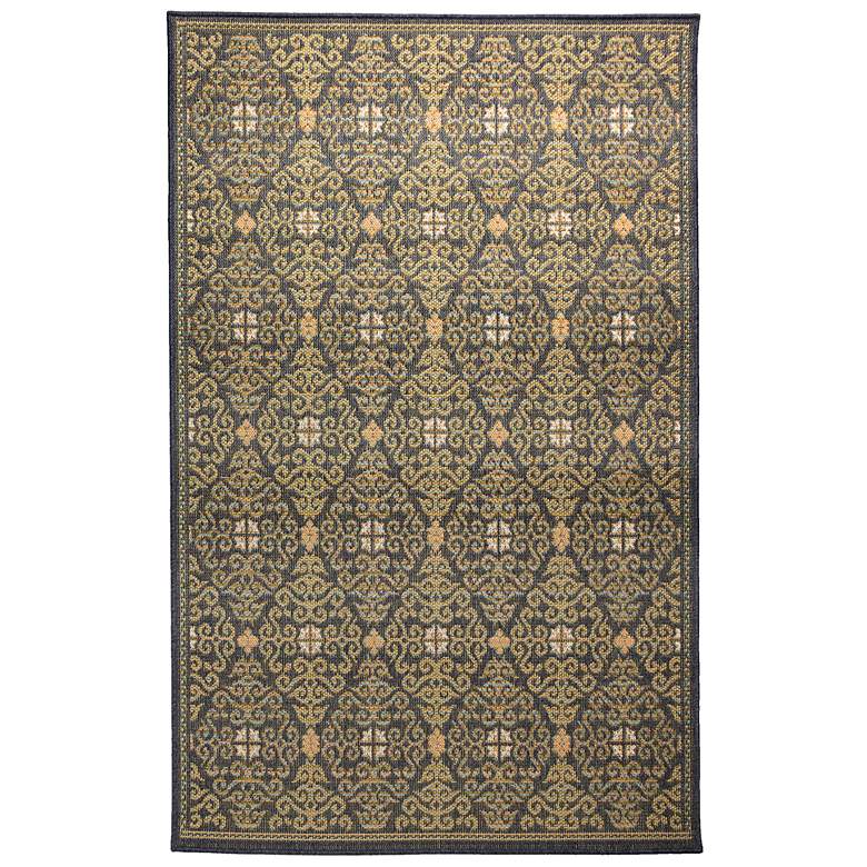 Image 1 Patio Suzani Diamonds 606494 4&#39;10 inchx7&#39;6 inch Navy Outdoor Rug