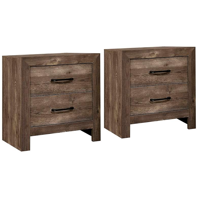 Image 1 Patmore 23 3/4 inch Wide 2-Drawer Rustic Wood Nightstands Set of 2