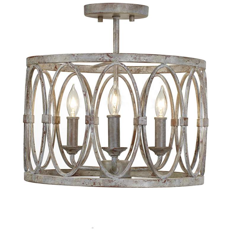Image 1 Patrice 14" Wide Deep Abyss 3-Light Drum Ceiling Light
