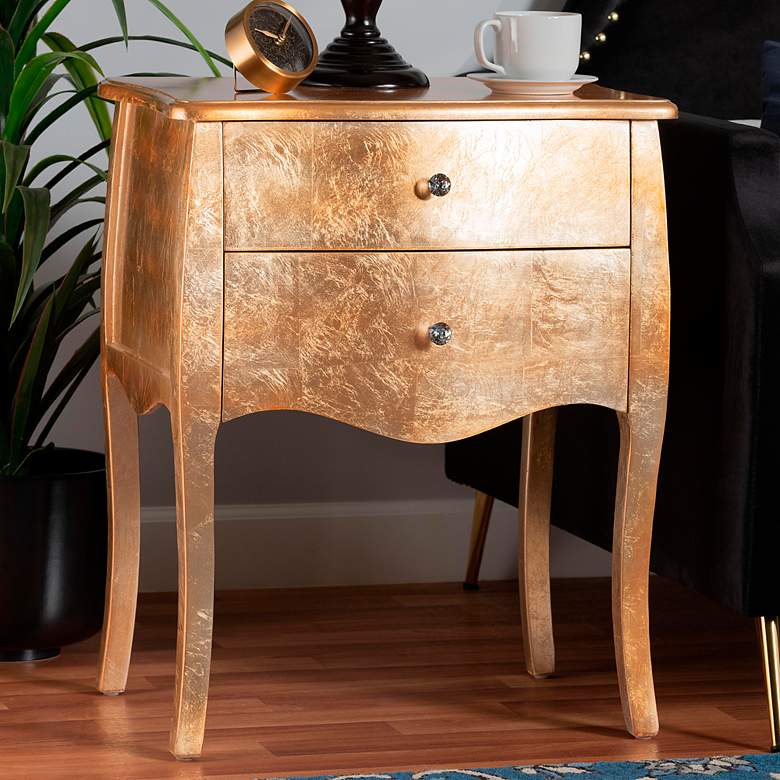 Image 1 Patrice 22 3/4 inch Wide Gold Wood 2-Drawer Nightstand