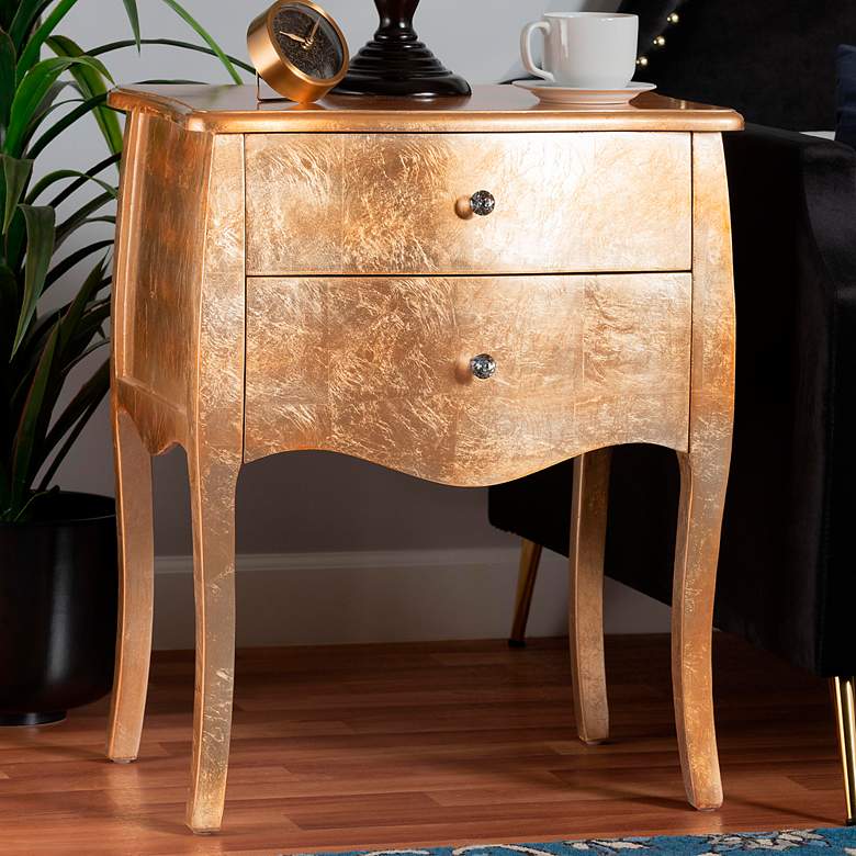 Image 1 Patrice 22 3/4" Wide Gold Wood 2-Drawer Nightstand