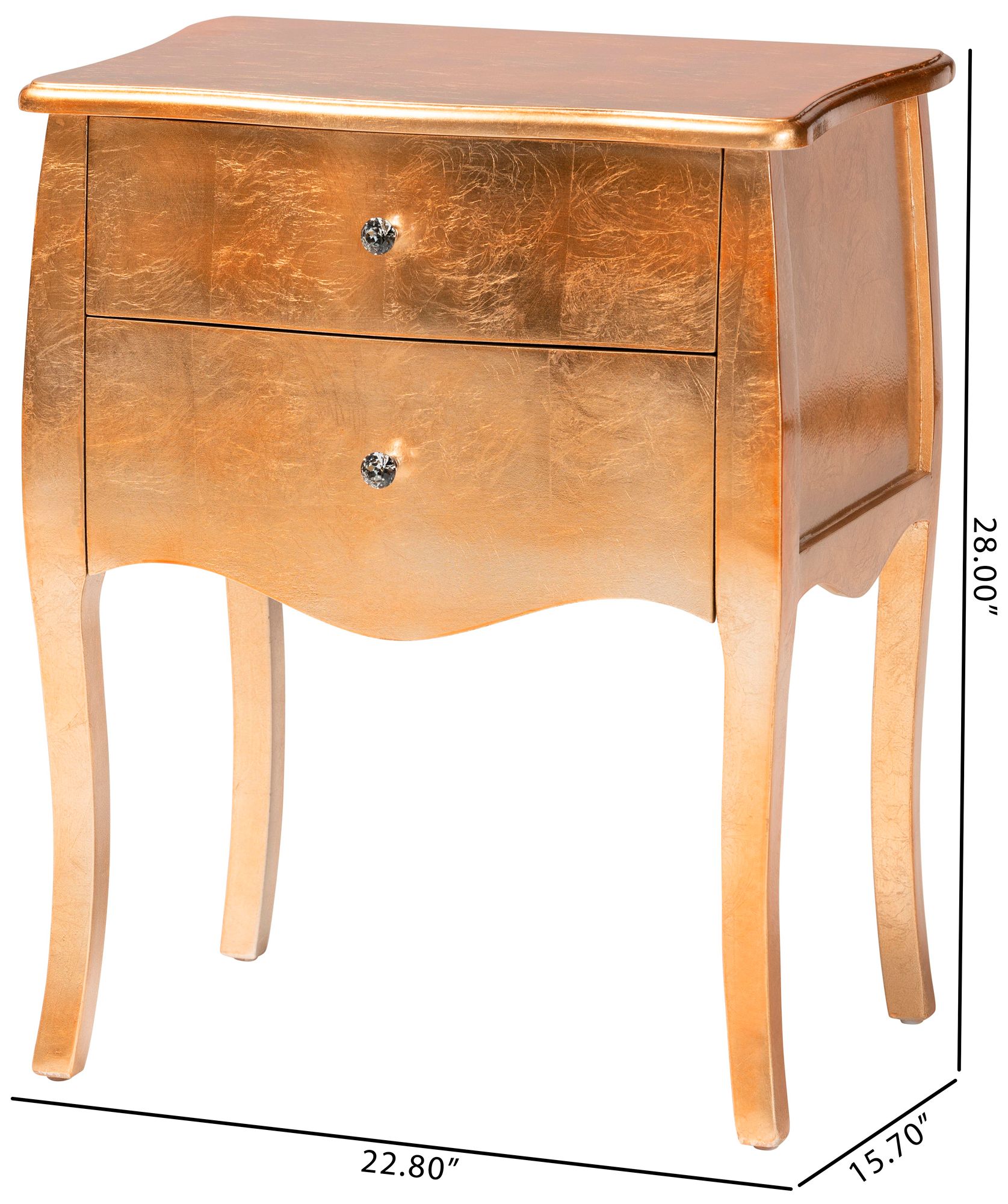 Patrice 22 3/4" Wide Gold Wood 2-Drawer Nightstand