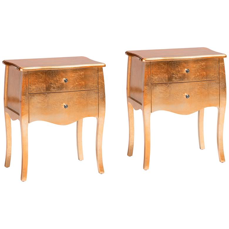 Image 1 Patrice 22 3/4 inch Wide Gold Wood Traditional Nightstands Set of 2