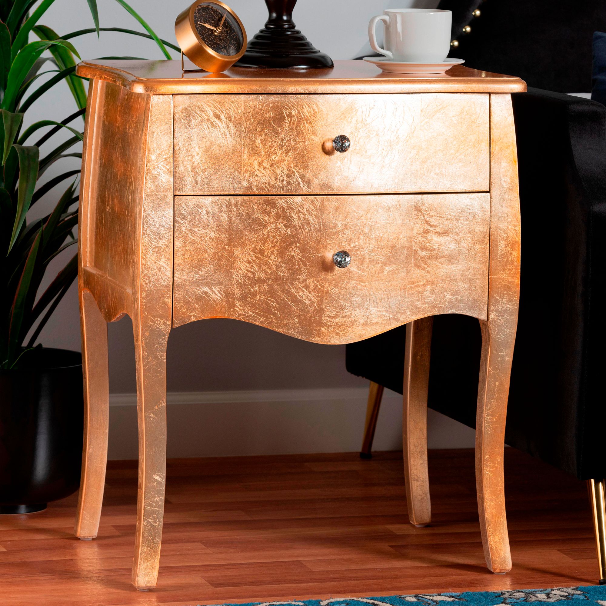 Patrice 22 3/4" Wide Gold Wood Traditional Nightstands Set of 2