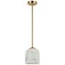 1_Patrice 7" Wide Aged Brass Finish Pendant w/ Alabaster Shade