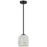 1_Patrice 7" Wide Matte Black Finish Pendant w/ Alabaster Shade
