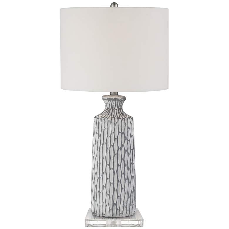 Image 1 Patrick Gray and White Table Lamp With 7 inch Wide Square Riser