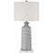 Patrick Gray and White Table Lamp With 7" Wide Square Riser
