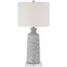 Patrick Gray and White Table Lamp With 7" Wide Square Riser