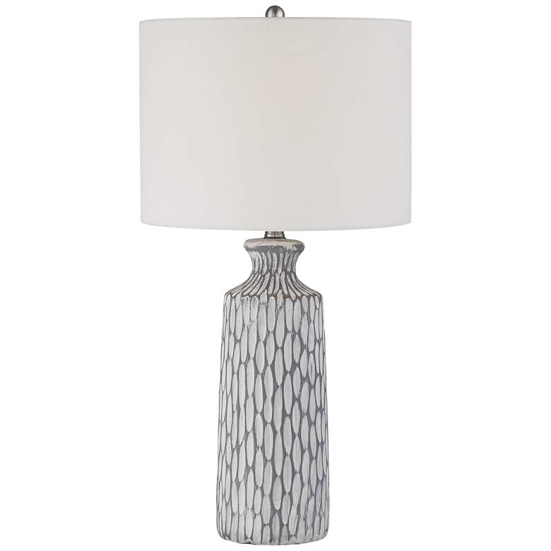 Image 2 Patrick Gray and White Wash Ceramic Table Lamp With USB Dimmer