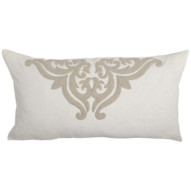 Image 1 Patrina Ivory Hand-Embroidered Cotton King Pillow Sham