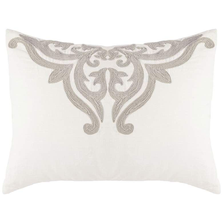 Image 1 Patrina Ivory Hand-Embroidered Cotton Standard Pillow Sham