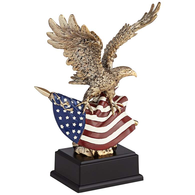 Image 1 Patriotic Eagle with American Flag 10 inch High Sculpture