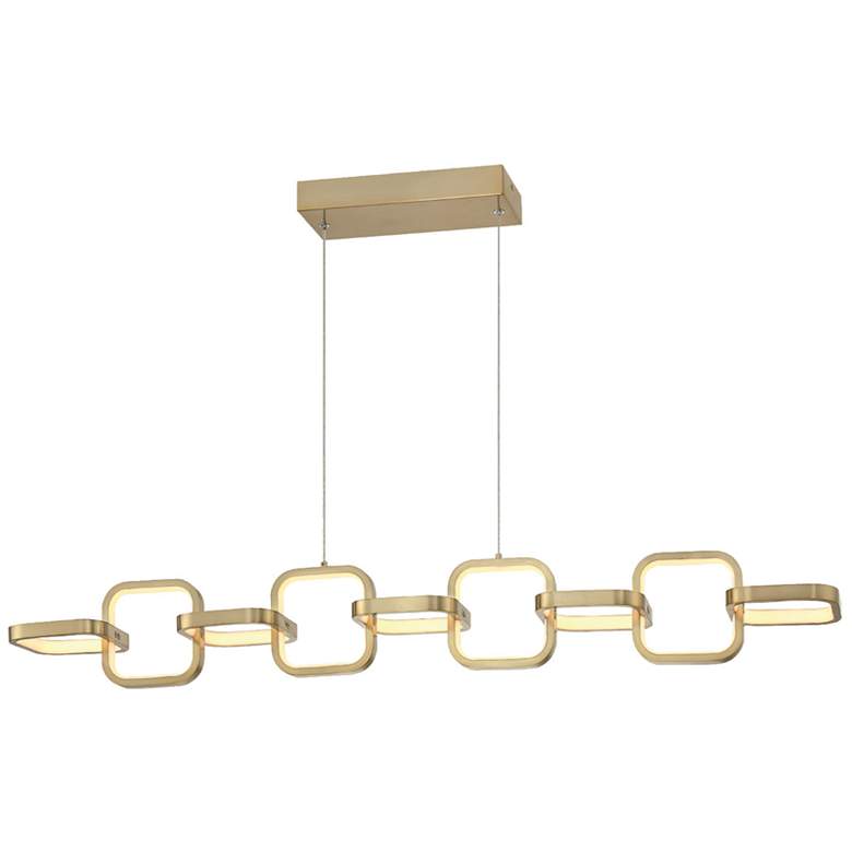 Image 1 Patsy 43.25"W Aged Brass 59W LED Horizontal Pendant w/ White Diffuser