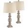 Patsy Beige Wash Table Lamps Set of 2 with Table Top Dimmers