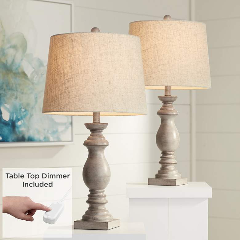 Image 1 Patsy Beige Wash Table Lamps Set of 2 with Table Top Dimmers