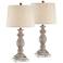 Patsy Beige Washed Table Lamps With Square Acrylic Risers