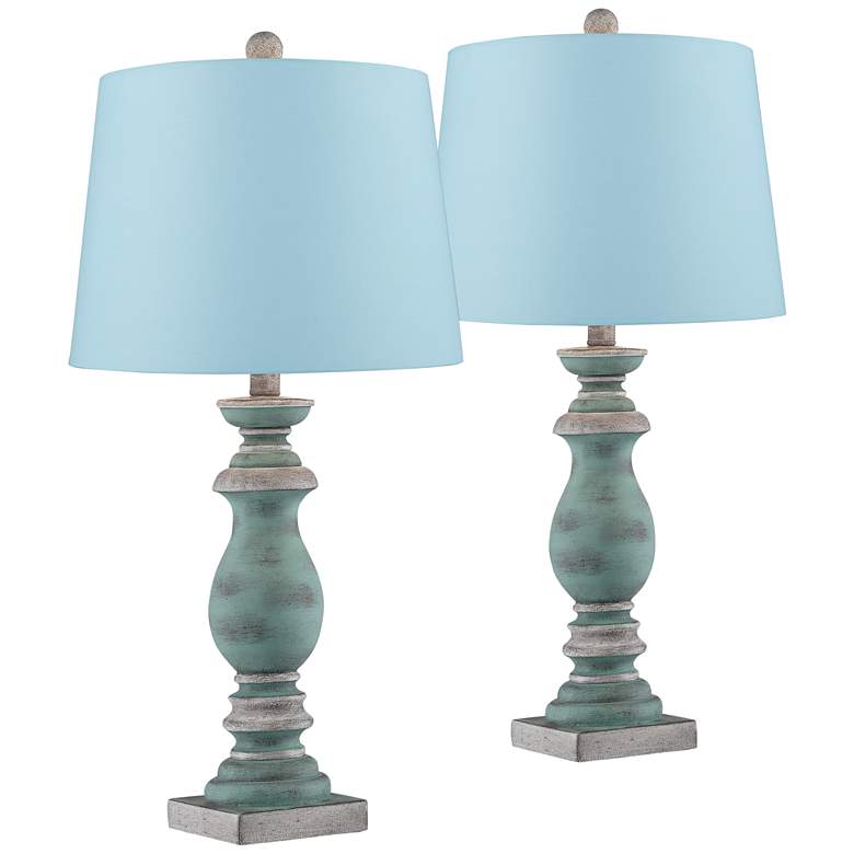 Image 1 Patsy Blue-Gray Washed Blue Hardback Table Lamps Set of 2