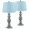 Patsy Blue-Gray Washed Blue Hardback Table Lamps Set of 2