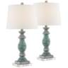 Patsy Blue-Gray Washed Table Lamps With 7" Square Risers