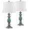 Patsy Blue-Gray Washed White Shade Table Lamps Set of 2