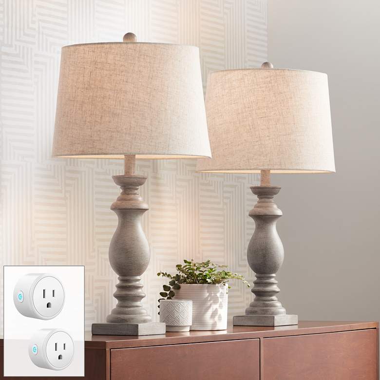 Image 1 Patsy White-Washed Table Lamps Set of 2 with Smart Sockets