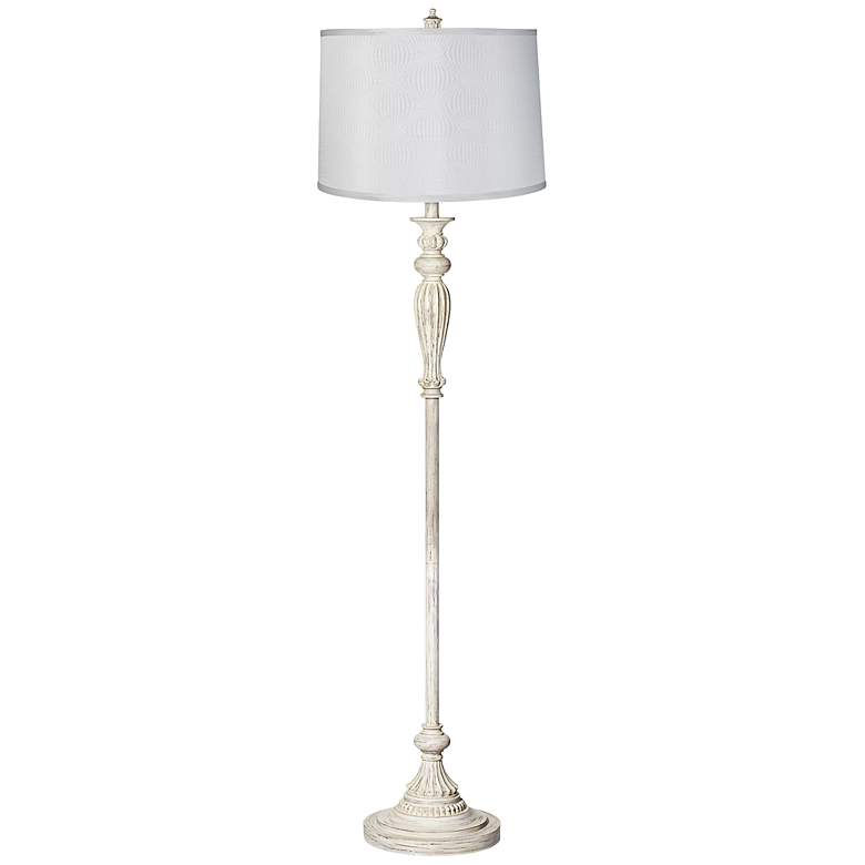 Image 1 Patterned White Shade Vintage Chic Antique White Floor Lamp