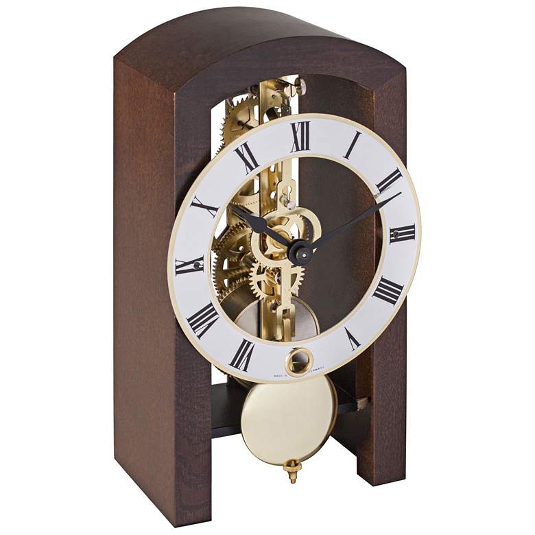 Image 1 Patterson 7" High Walnut Finish Pendulum Table Clock
