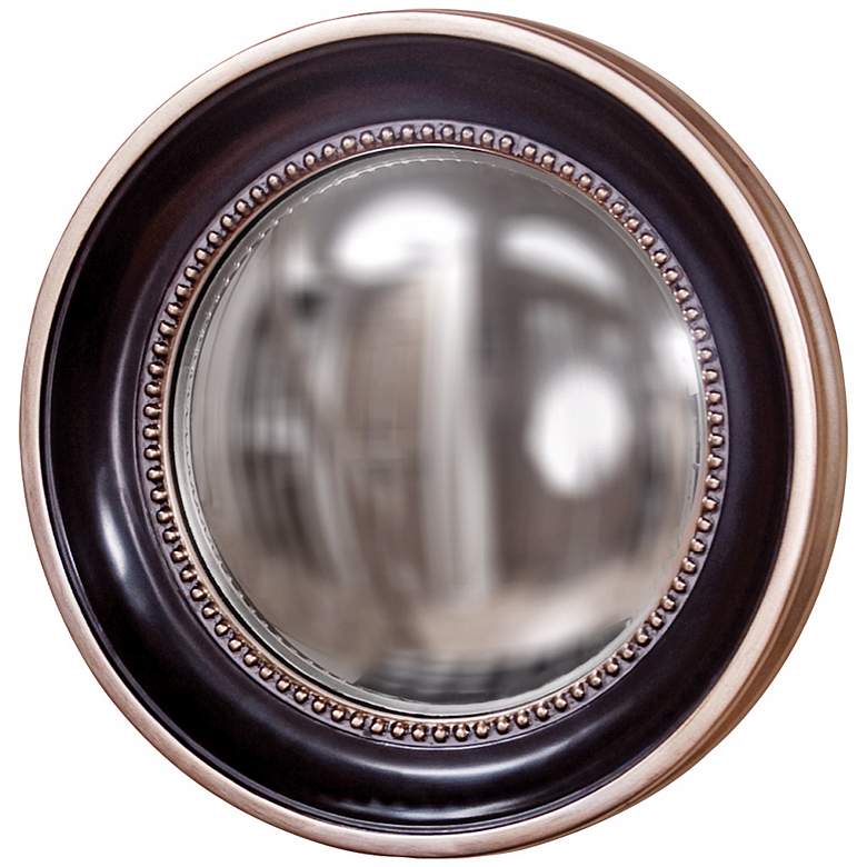 Image 1 Patterson Black and Silver Trim 16" Convex Round Wall Mirror