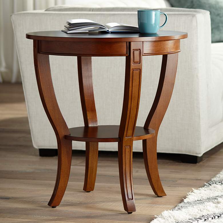 Patterson II Americana 26&quot; Wide Cherry Wood Round End Table