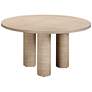 Patti 55"W Faux Travertine Round Indoor/Outdoor Dining Table in scene