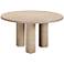 Patti 55"W Faux Travertine Round Indoor/Outdoor Dining Table