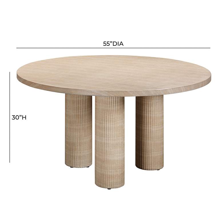Image 6 Patti 55 inchW Faux Travertine Round Indoor/Outdoor Dining Table more views