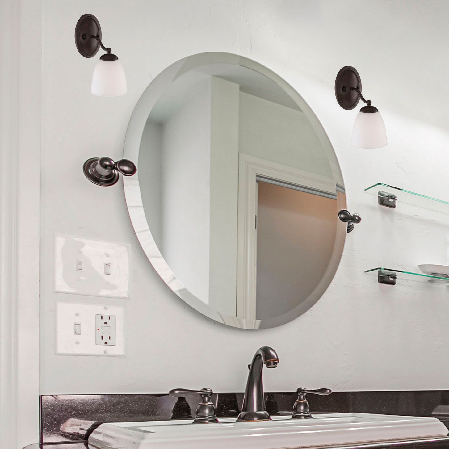 Image 2 Patton; 1 Light; Vanity Fixture with Frosted Glass more views