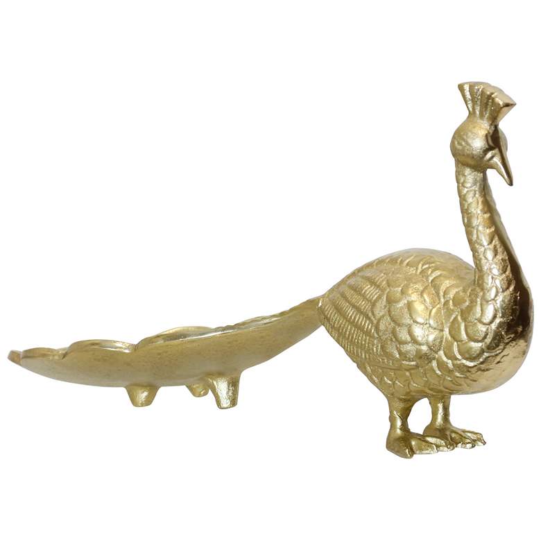 Image 1 Patty Peacock Dish Gold 19" x 11" x 9"