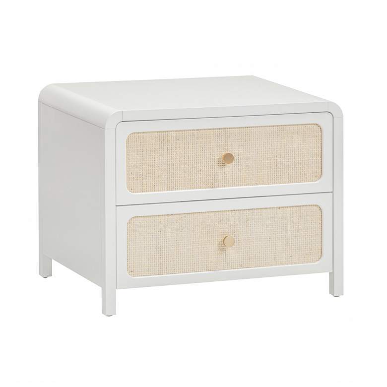 Image 1 Patty White Rattan 2 Drawer Nightstand