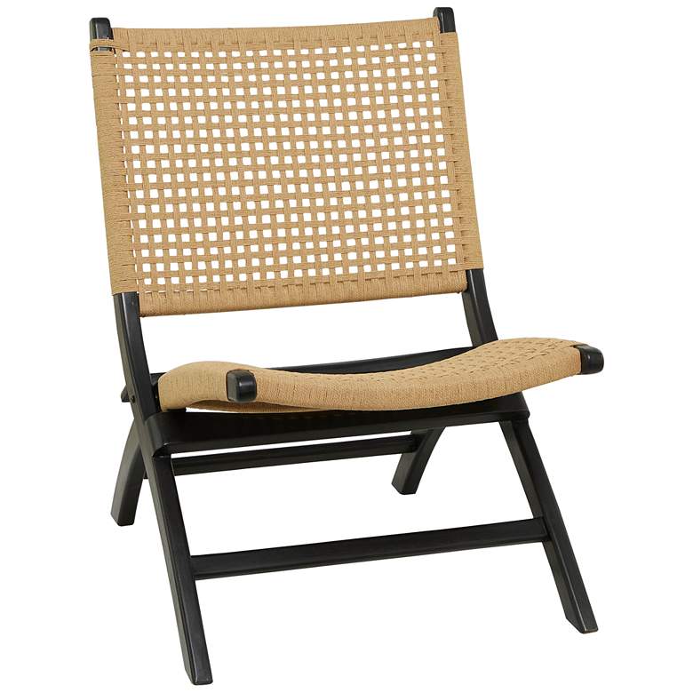 Image 2 Pauli Black Wood Woven Folding Accent Chair