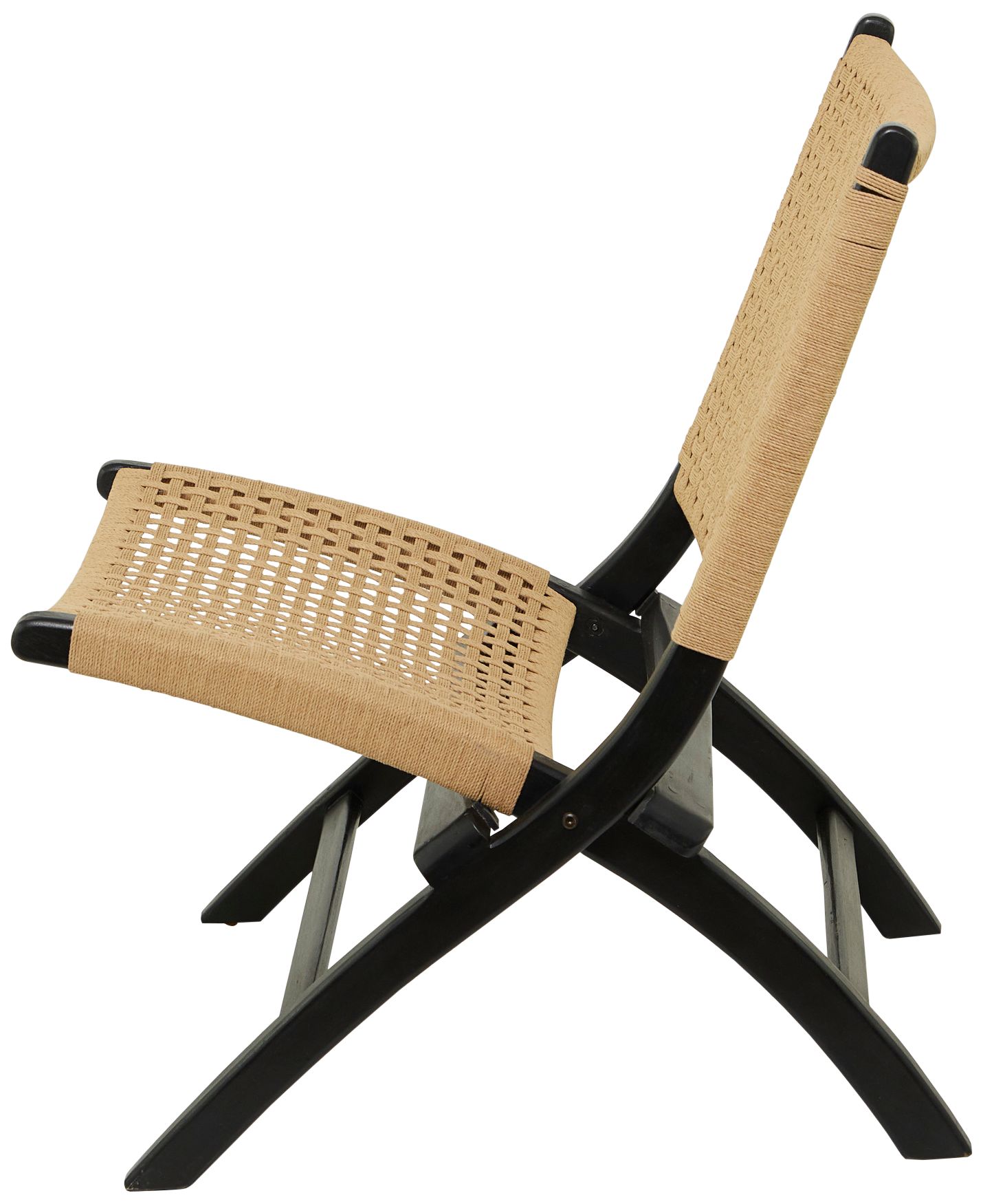 Image 4 Pauli Black Wood Woven Folding Accent Chair more views